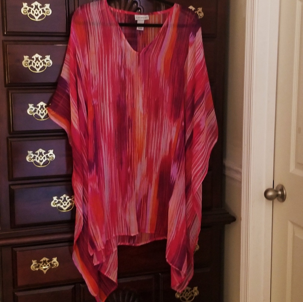Silky sheer women's poncho - plus size.